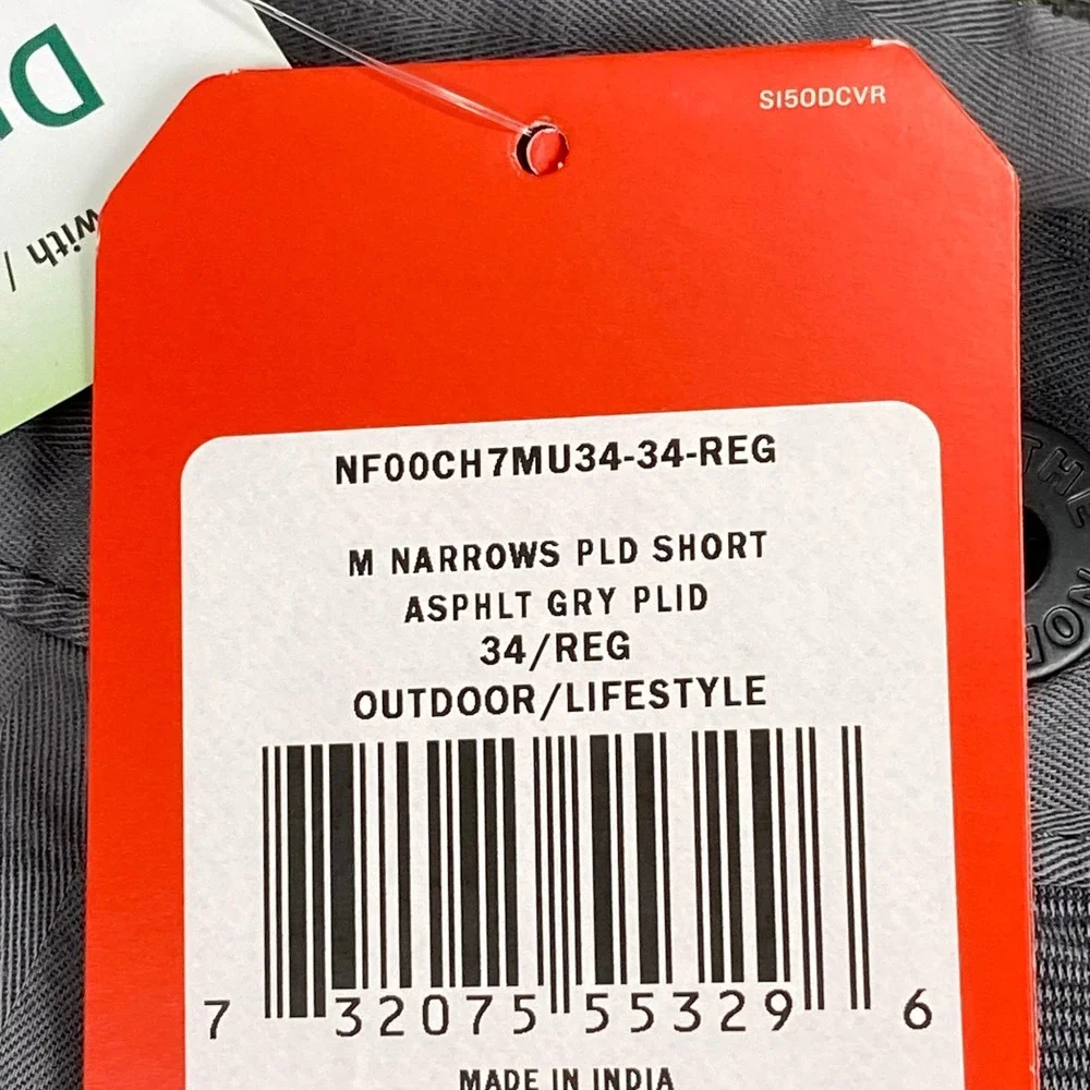 New The North Face Narrows Plaid Shorts Mens 34 Grey Cotton Plaid Gorpcore $59